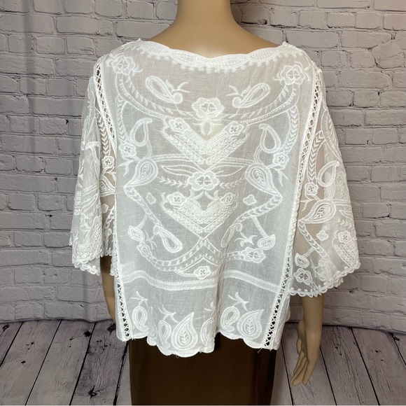 NWT New Amber Skies White Embroidered Boho Top Size XL - Picture 5 of 10